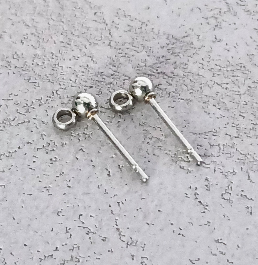 316L Stainless Steel Silver Ball Post Earring Stud With Closed Loop