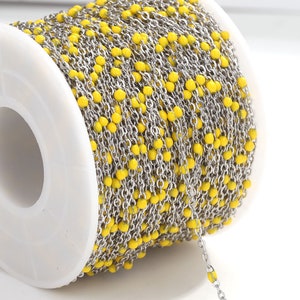 Lemon Yellow Enamel Ball Chain for Permanent Jewelry Making: The Durable 304 Stainless Steel Cable Chain Wholesale Bulk Chain on Spool