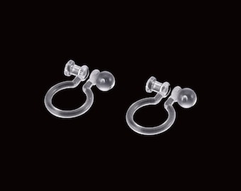 Clear Resin invisible Clip on Earring Converter Non-Pierced Earrings Painless Allergy-Free Resin Earring Components for Non Pierced Ears