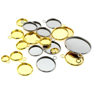 Stainless steel 6mm 8mm 10mm 12mm 25mm Round Bezel Cabochon Pendant Blank Glass Cabochon Setting Pendant Tray Base pendant setting
