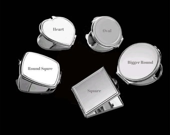 Pocket Mirror Blank Compact Mirrors Silver Mirror Engravable Mirrors with PVC pad settingTwo mirrors inside.