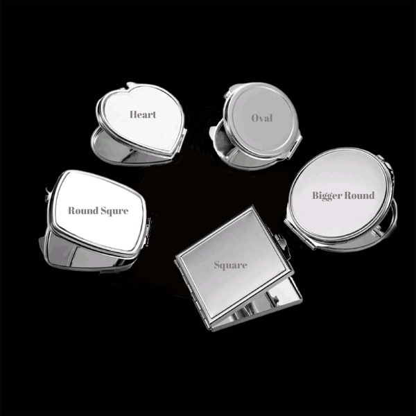 Pocket Mirror Blank Compact Mirrors Silver Mirror Engravable Mirrors with PVC pad settingTwo mirrors inside.