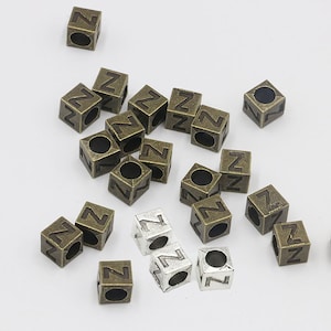 Alloy Initial Letter Charm,7mm Letter Block Charm Connector,Alphabet Pendants for DIY Pendant Earring Jewelry Craft Making
