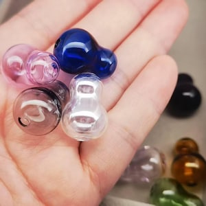 Double hole Glass Cover, Glass bubble,Gourd-shaped Hollow Glass Beads,Hand Blown Hollow for DIY Pendant Earring Jewelry Craft Making
