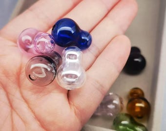 Double hole Glass Cover, Glass bubble,Gourd-shaped Hollow Glass Beads,Hand Blown Hollow for DIY Pendant Earring Jewelry Craft Making