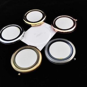 compact mirror kits-70mm Round Blank Pocket Mirror with 58mm epoxy stickers, Compact mirror blank, Engravable Pocket Mirrors