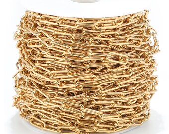 May include: A spool of gold-colored chain, perfect for jewelry making or crafting projects.
