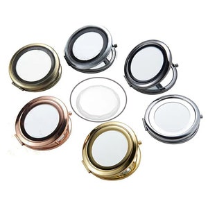 10Kits compact mirror kits-70mm Round Blank Pocket Mirror with with 58mm Glass tile, Compact mirror blank, Engravable Pocket Mirrors