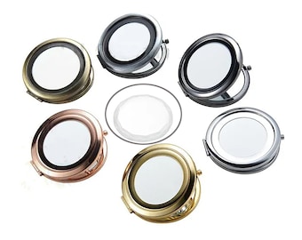 Round Compact Mirror Kit, 70mm Blank Pocket Mirror with 58mm Glass Tile