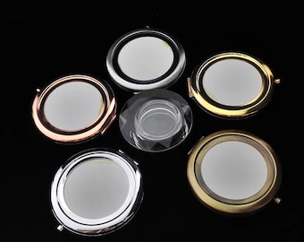 Round Compact Mirror Kit, 70mm Blank Pocket Mirror with 58mm Glass Tile