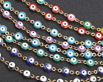 Enamel coloured ball chain, 304 stainless steel Colourful Devil's Eye Chain chain for jewellery making Bracelets, waist chains, anklets