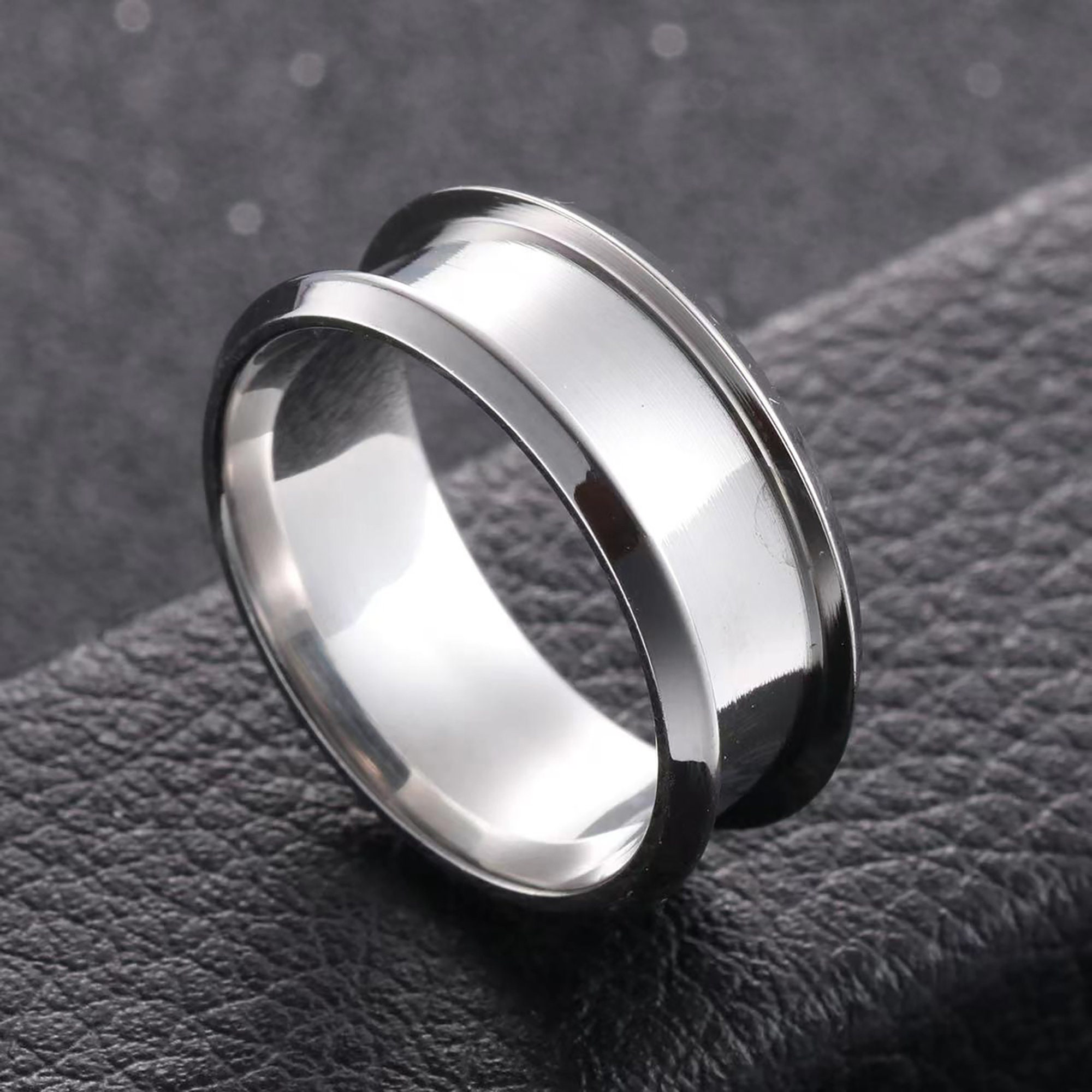 Stainless Steel Ring, 8mm Minimalist Ring, Groove Ring, Wedding