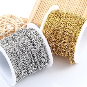 Wholesale 316L Stainless Steel chain|18K vacuum plating Cable O Chain Necklace|Flat Link O Chain|Chain For Pendant|Chain for Jewelry Making