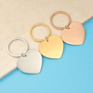 Heart keychain blank-Stainless steel Mirror polishing Circle Disc keychain for Necklace Bracelet Pet ID Name Tags DIY Handicrafts