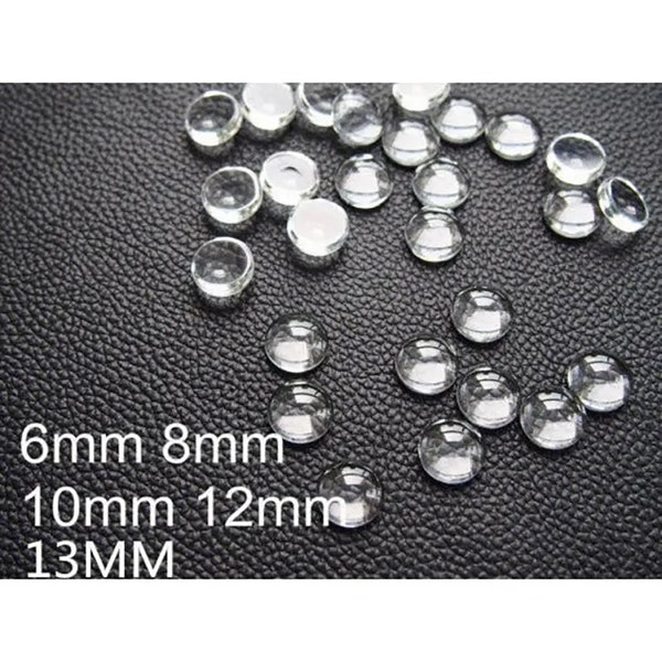 Round Crystal Clear Glass Cabochon Tiles for base Pendants,6mm 8mm 10mm 12mm 13mm Glass Dome,Crystal Glass Flat Back Low Round Cabochon