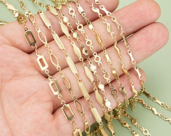1 meter 316L Stainless Steel geometry Chain|18K vacuum plating Geometric flat chain Necklace|Chain For Pendant|Chain for Jewelry Making