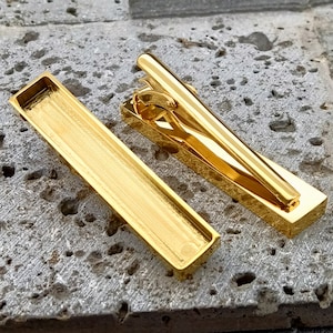 Titanium steel Mirror polishing Tie Clip Bezel| 18K real gold plating Tie Tack|Tie Bar Clip|Tie Pin|Pin Backing|Tie clips blank