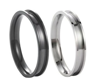 Wide 6mm Stainless Steel Round Grooved Inlay Ring for Jewelry Making DIY Crafts
