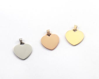 Hearts double hole  Tags |304 Stainless Steel Laser engraving Charm  Stamping Blanks|Highly Polished Shiny stainless Steel Tags-Military