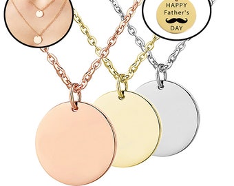 Stainless Steel Stamping Blank Disc, Engravable Charm Necklace