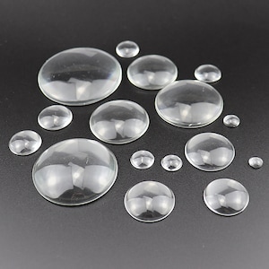 Clear Round Glass Cabochons, Flat Back, Dome Tiles (50pcs)