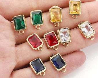 stainless steel Square rhinestone stud earrings with Closed Loop,Earrings with Ear Back for DIY Jewelry Making Findings