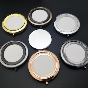 10Kits 70mm Round Blank Pocket Mirror with 58mm metal disc setting for fabric,Personalized mirror,Compact Mirror Blank