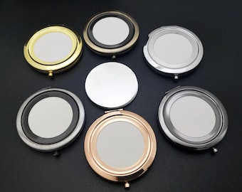 DIY Compact Mirror Kit (25), 70mm Round Blank, Fabric Insert
