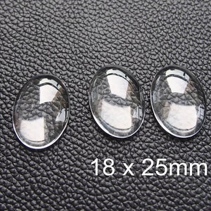 100pcs 18 x 25mm Oval Crystal Clear Glass Cabochon Tiles for base Pendants