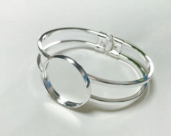 Cabochon Round Bracelet Blanks,Bangle Base Bracelet Blank Findings Tray Bezel Setting ,20mm Cabochon Cameo