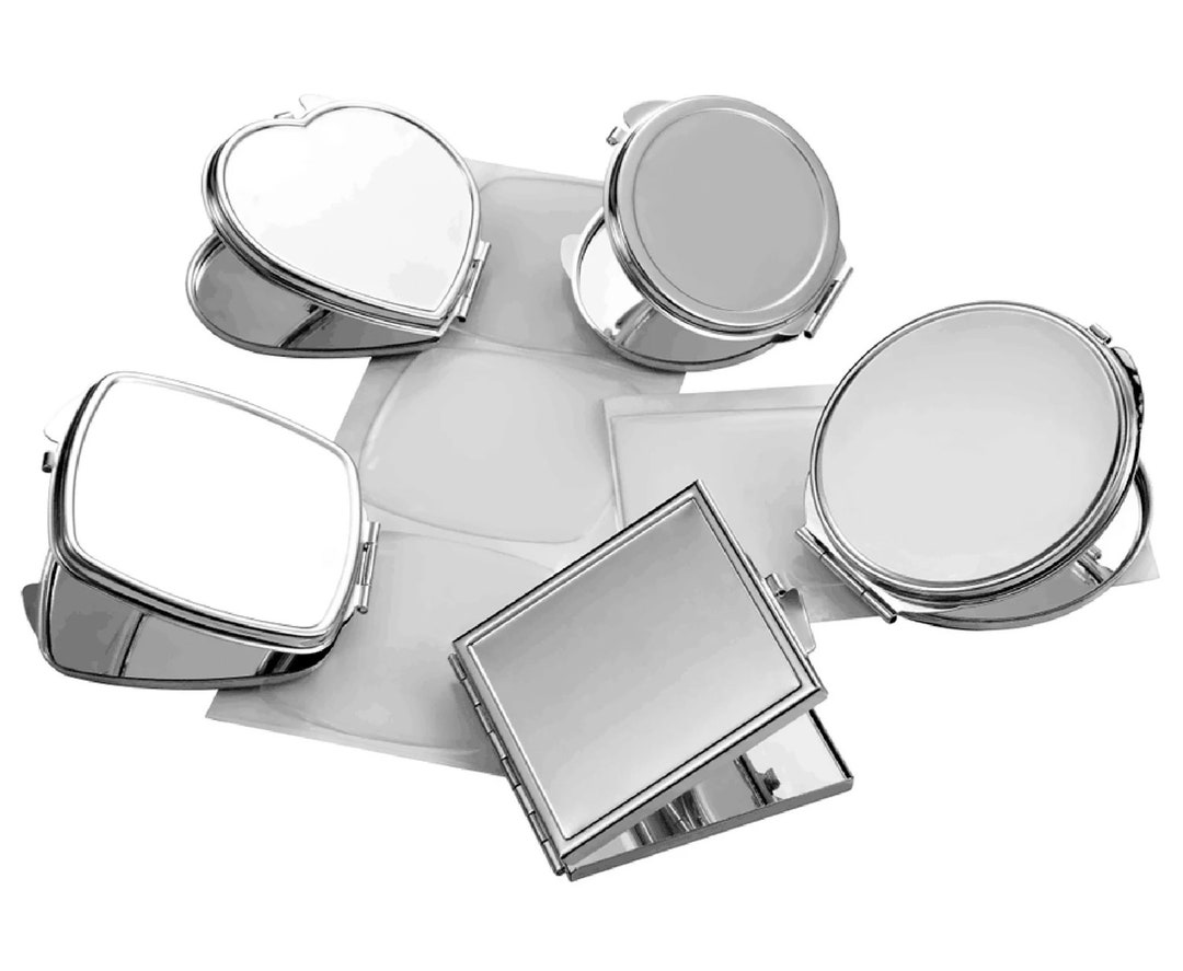 10kits Pocket Mirror Blank Compact Mirrors Supply Silver Mirror Compact DIY Kits Round Mirror
