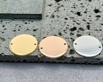 1.5mm thick Round double hole Stamping Blank|304 Stainless Steel  Dog Tag|Highly polished shiny stainless steel labels