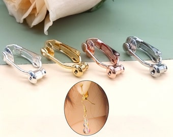 18k Gold Plated clip on earrings,Earring Converter,Change Earring Post to Non-Pierced Clip-Ons,Invisible and painless