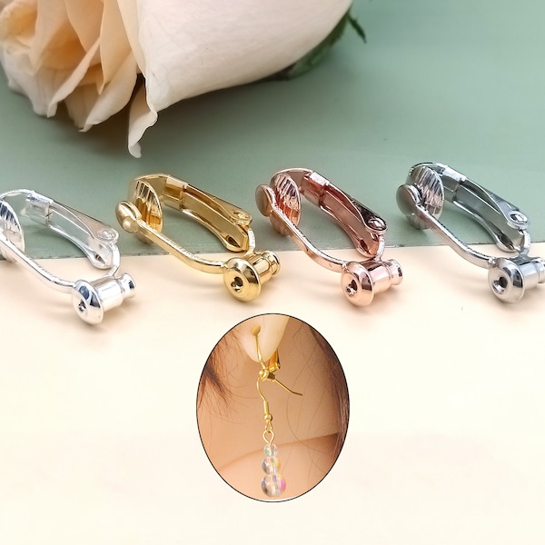 18k Gold Plated clip on earrings,Earring Converter,Change Earring Post to Non-Pierced Clip-Ons,Invisible and painless