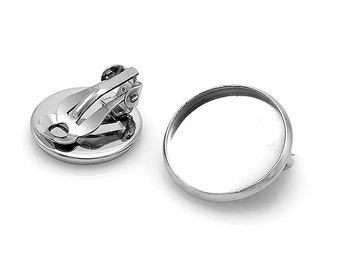 earring clips for non pierced ears,Stainless Steel Ear Clip Base Earrings Blank Setting Fit Glass Cabochon for DIY Jewelry Making Supplies
