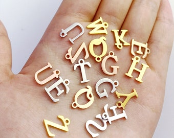Stainless steel Letter Charm, Minimalist Alphabet Letter Charm,Initial Charm Initial Pendantfor DIY Pendant Earring Jewelry Craft Making