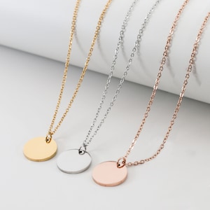 Round Engravable Pendant With 45cm chain,Coin Stamping Blanks Disc Tags Plate Pendant for Necklace,Personalized disc,Blank disc necklace