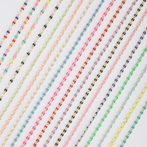 Multi color enamel chain,Perfect Enamel Rolo Cable Paperclip Chain for Customize permanent Jewelry making,Multi color