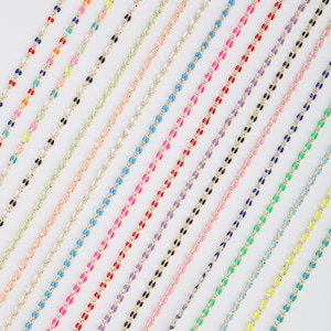 Multi color enamel chain,Perfect Enamel Rolo Cable Paperclip Chain for Customize permanent Jewelry making,Multi color