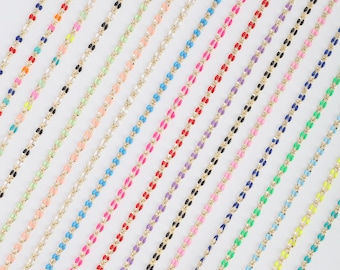 Multi color enamel chain,Perfect Enamel Rolo Cable Paperclip Chain for Customize permanent Jewelry making,Multi color