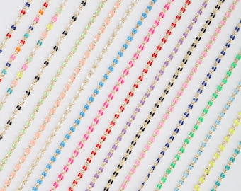 Multi color enamel chain,Perfect Enamel Rolo Cable Paperclip Chain for Customize permanent Jewelry making,Multi color