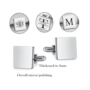 Square Cufflinks Blank for Men,Titanium steel mirror polishing Silver Cuff Links Flat Pad Blank Setting Tray,Custom cufflinks,Name Cufflinks