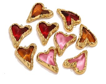 Handcrafted heart pendant,Stainless steel frame Pendant