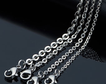 16" Chain,18K vacuum plating 316L Stainless Steel Chain|Cable O Chain Necklace|Flat Link O Chain|Chain For Pendant|Chain for Jewelry Making