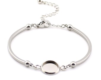 Stainless Steel 12mm Wide edge Bracelet base For Jewelry Making|Cabochon Round Bracelet Blanks|Cuff Bracelets Bangle Base trays Settings