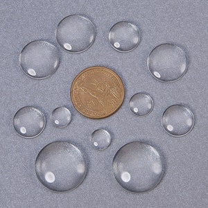 Round Crystal Clear Glass Cabochon Tiles for base Pendants,6mm 8mm 10mm 12mm 13mm Glass Dome,Crystal Glass Flat Back Low Round Cabochon