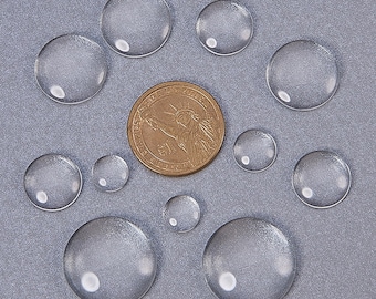 Round Crystal Clear Glass Cabochon Tiles for base Pendants,6mm 8mm 10mm 12mm 13mm Glass Dome,Crystal Glass Flat Back Low Round Cabochon