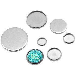 Cabochon Setting,304 Stainless steel 6mm 8mm 12mm 25mm Round Blank Glass Cabochon Setting Pendant Tray Base pendant setting