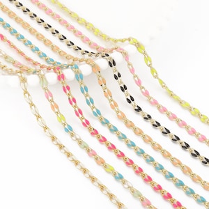 Wholesale Enamel Cable Chain,Perfect Enamel Rolo Cable Paperclip Chain for Customize permanent Jewelry making,Multi color