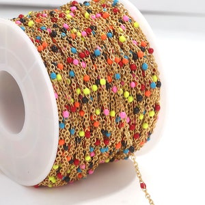 Multicolor Enamel Ball Chain for Permanent Jewelry Making: The Durable 304 Stainless Steel Cable Chain Wholesale Bulk Chain on Spool